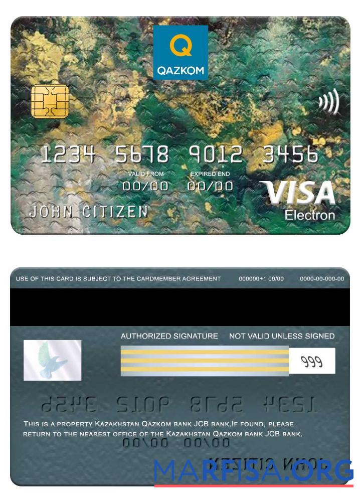 Downloadable Kazakhstan Qazkom bank JCB bank visa electron card download for verification